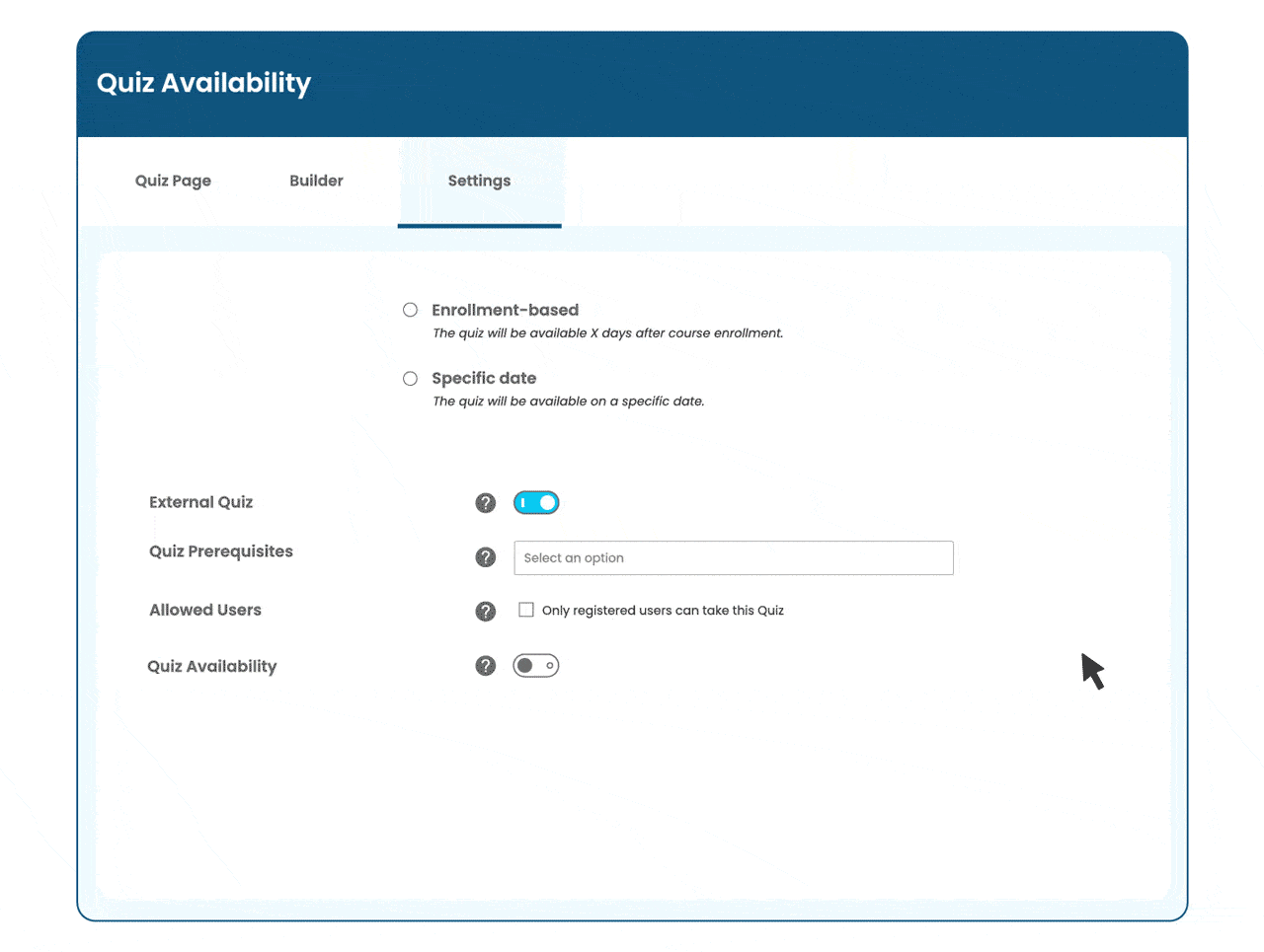 wpinnovators product advanced quizzes for learndash quiz availability image