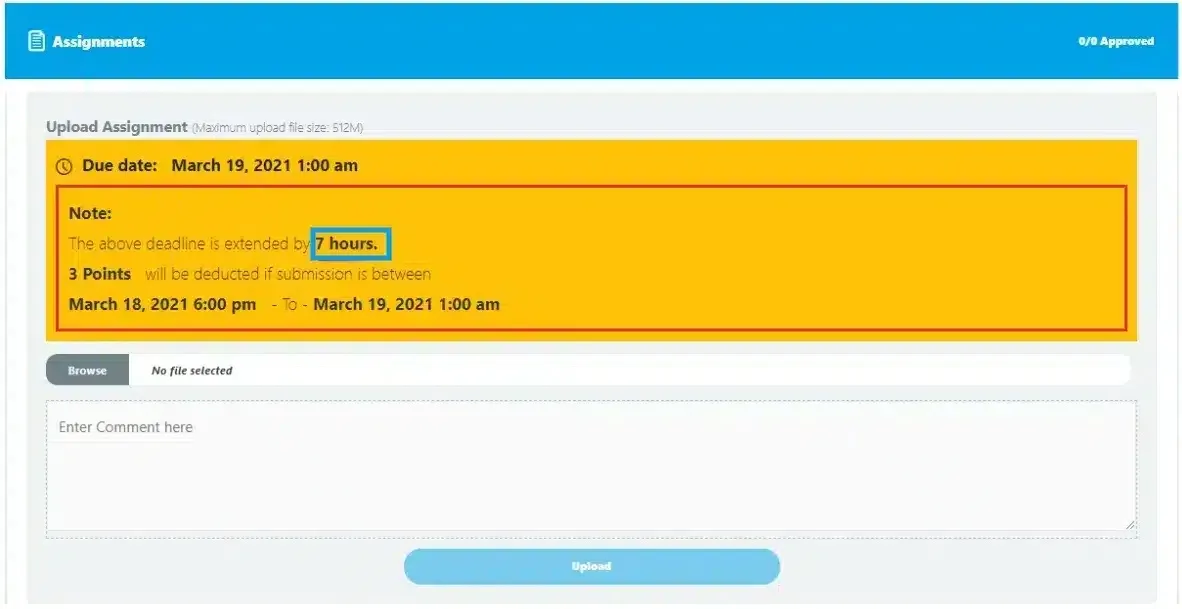 wpinnovators product assignment deadline for learndash allows students to add comments to their assignment submissions image