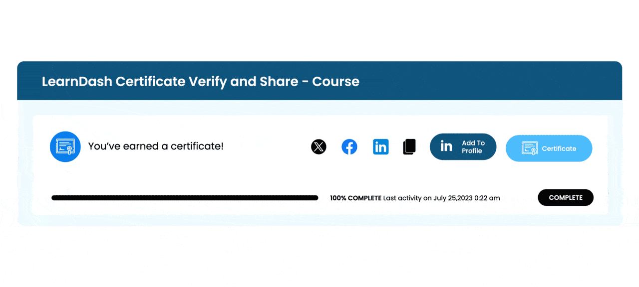 wpinnovators product certificate verify and share for learndash allow students to share their achievements on social networks image