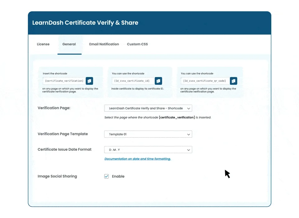 wpinnovators product certificate verify and share for learndash customize the design of certificate verification pages image