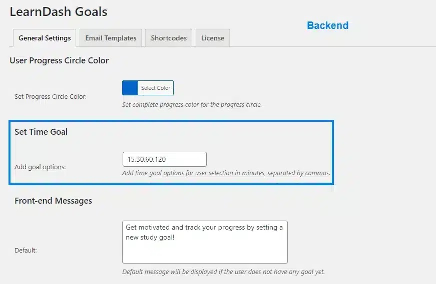 wpinnovators product learning goals for learndash set time goal image