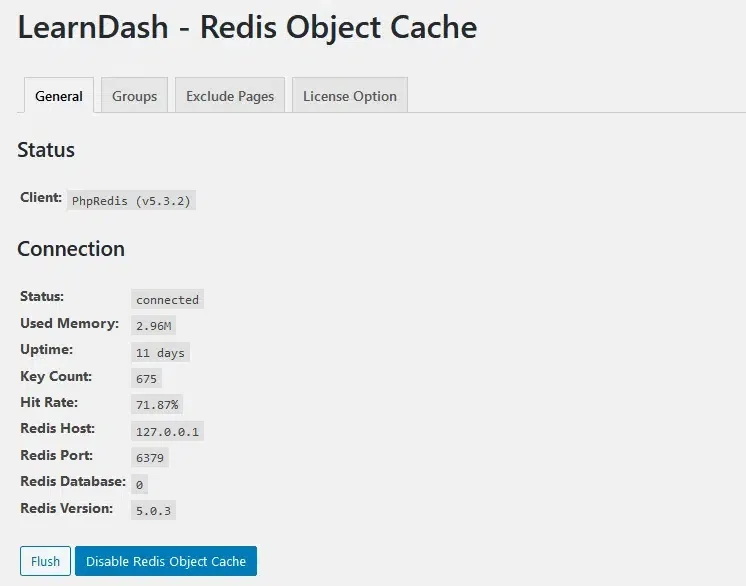 wpinnovators product redis object cache for learndash general settings image