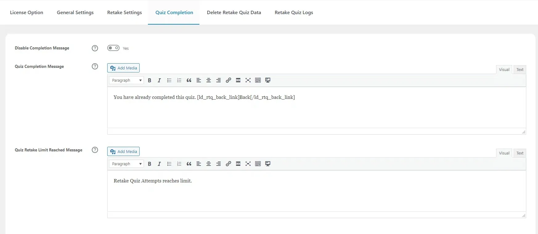 wpinnovators product retake quiz for learndash quiz completion messages image wpinnovators product retake quiz for learndash quiz completion messages image