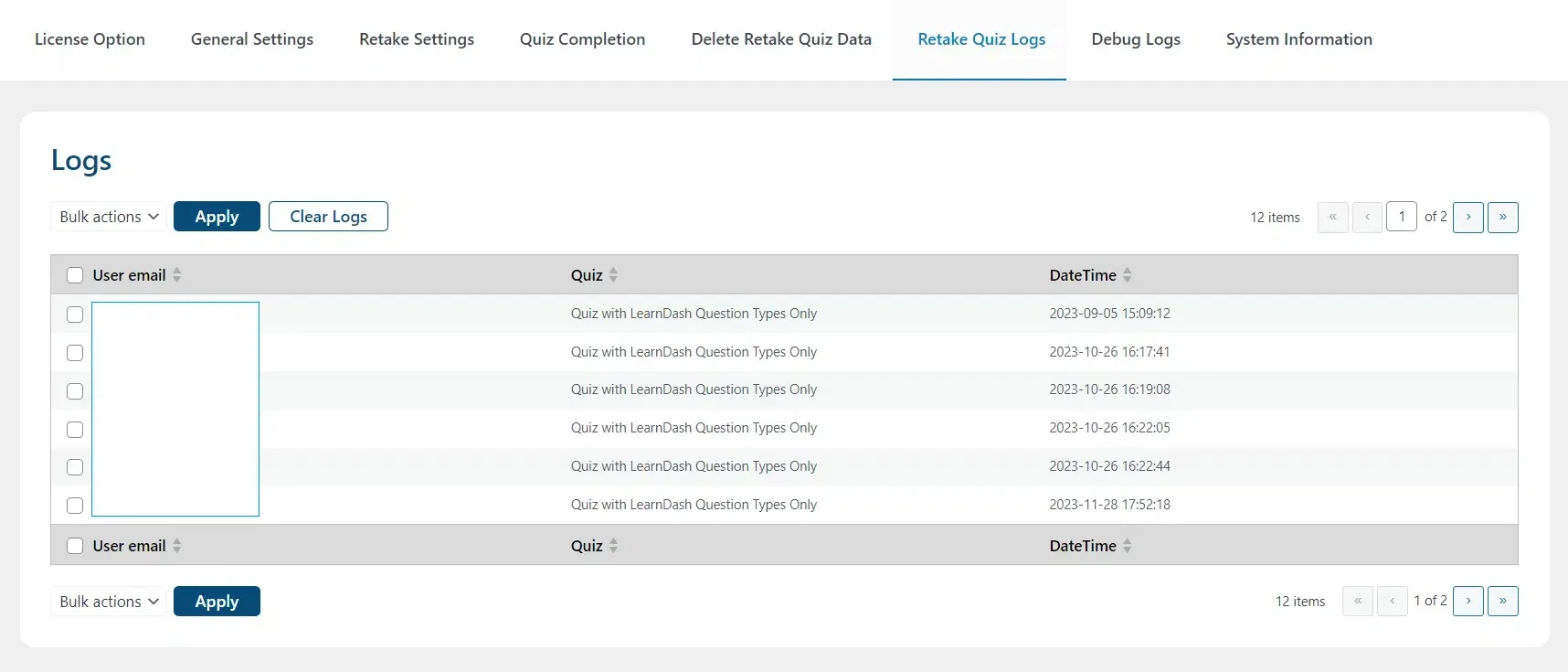 wpinnovators product retake quiz for learndash retake quiz logs image wpinnovators product retake quiz for learndash retake quiz logs image