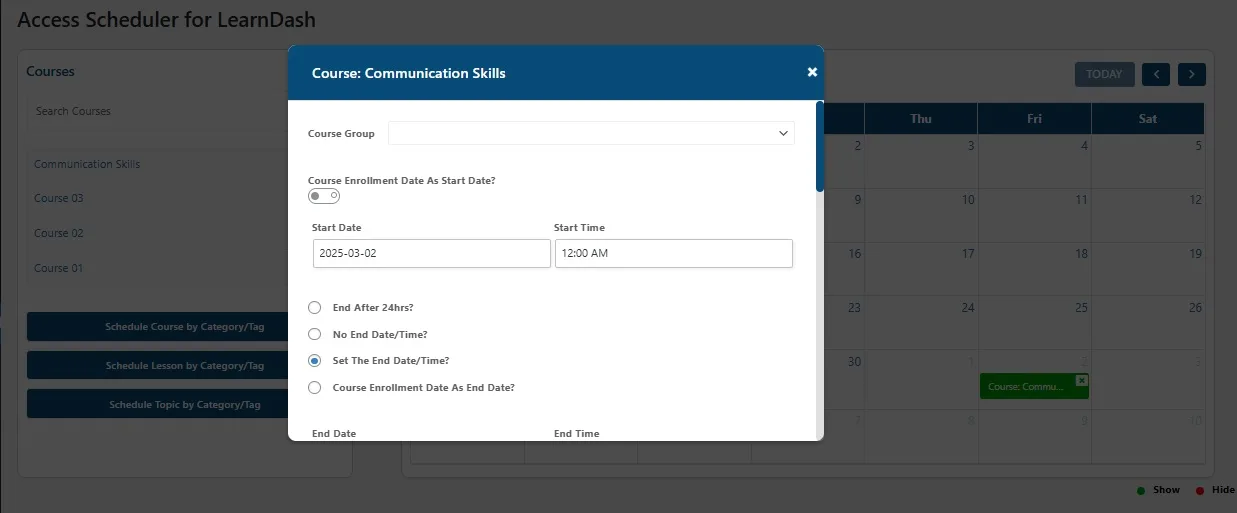 wpinnovators product access scheduler for learndash popup image