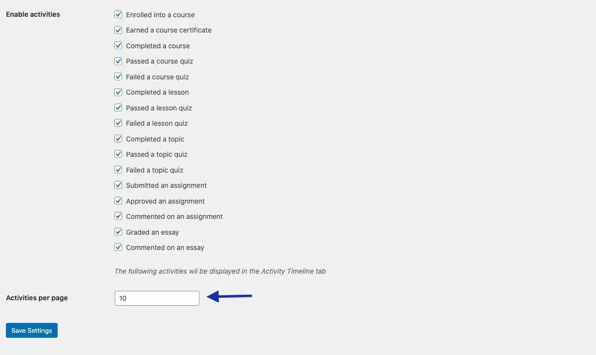 wpinnovators product activity timeline for learndash activities per page image