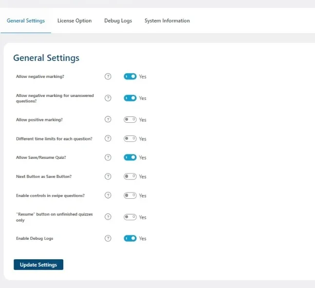 wpinnovators product advanced quizzes for learndash general settings image