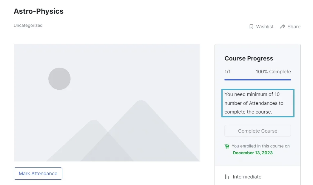 wpinnovators product attendance management for tutorlms minimum attendance image