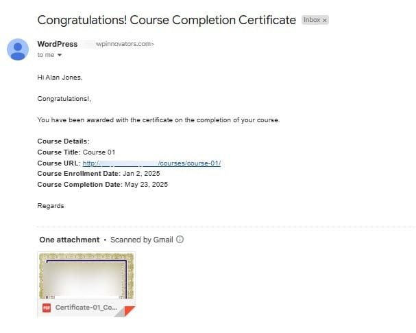 wpinnovators product certificate verify and share for learndash certificate in email notifications image wpinnovators product certificate verify and share for learndash certificate in email notifications image