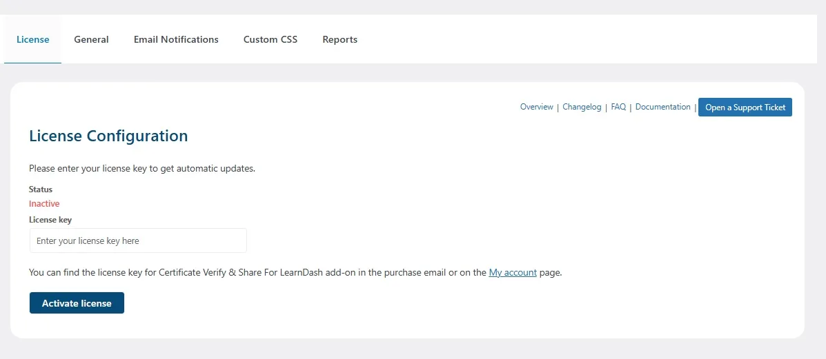wpinnovators product certificate verify and share for learndash licensing image