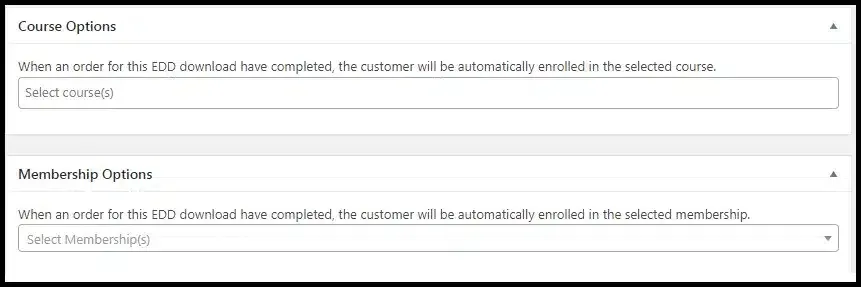wpinnovators product edd integration for lifterlms course and membership options backend image