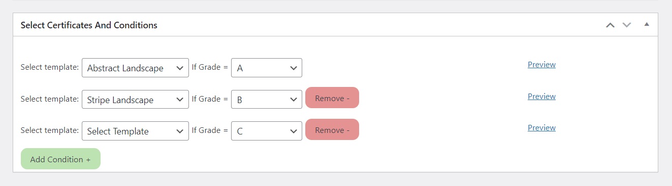 wpinnovators product multi certificates for tutorlms select certificates and conditions image