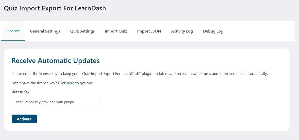 wpinnovators product quiz import export for learndash licensing image 