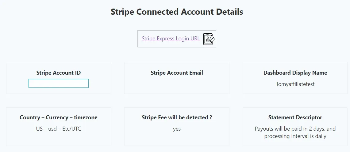 wpinnovators product stripe payout for affiliatewp stripe connected account details image