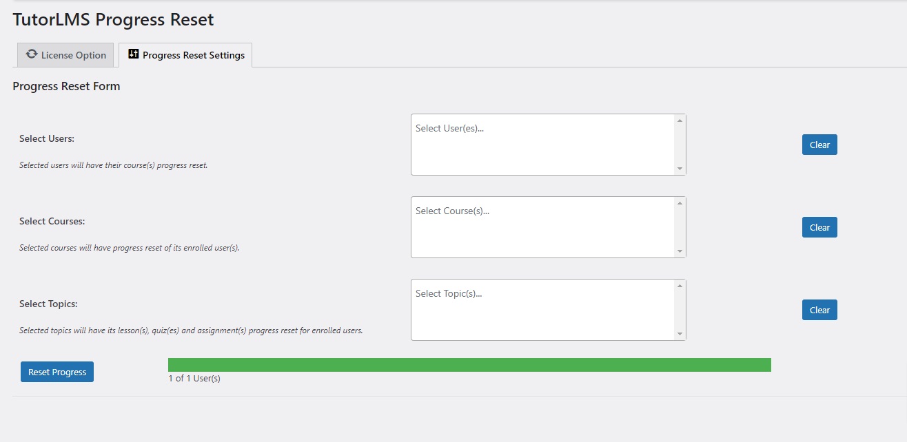 wpinnovators product progress reset for tutorlms progress reset settings image