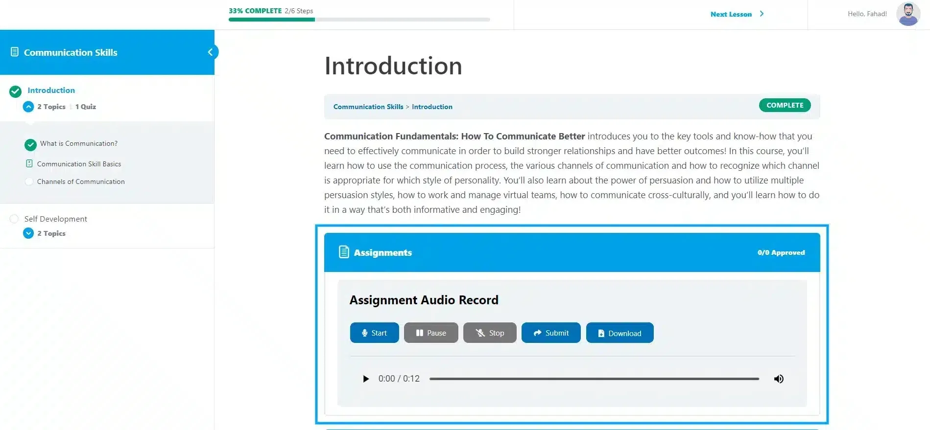 wpinnovators product audio assignment for learndash record audio image