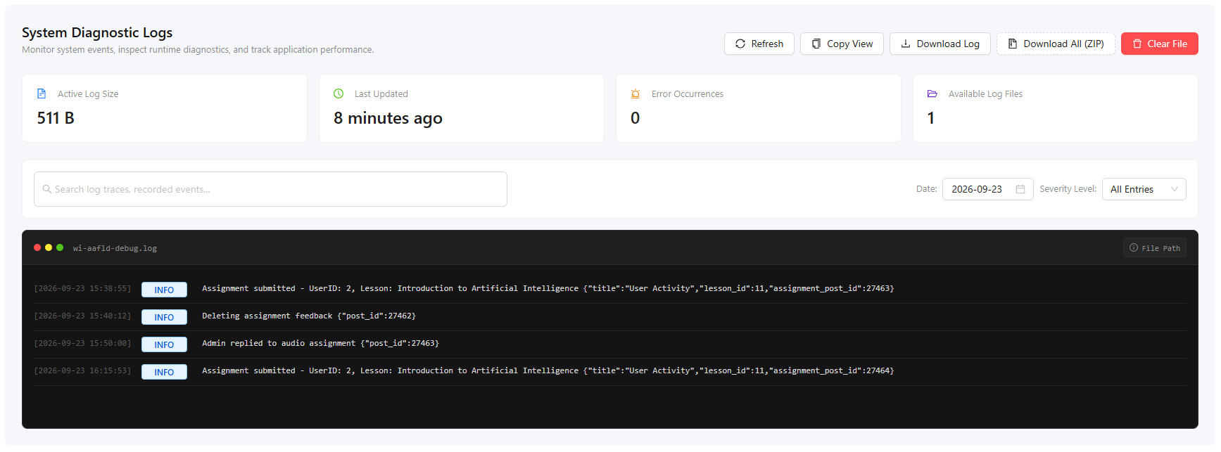 wpinnovators product audio assignment for learndash debug logs image wpinnovators product audio assignment for learndash debug logs image