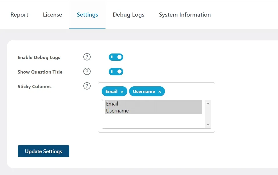 wpinnovators product quiz reports for learndash settings image