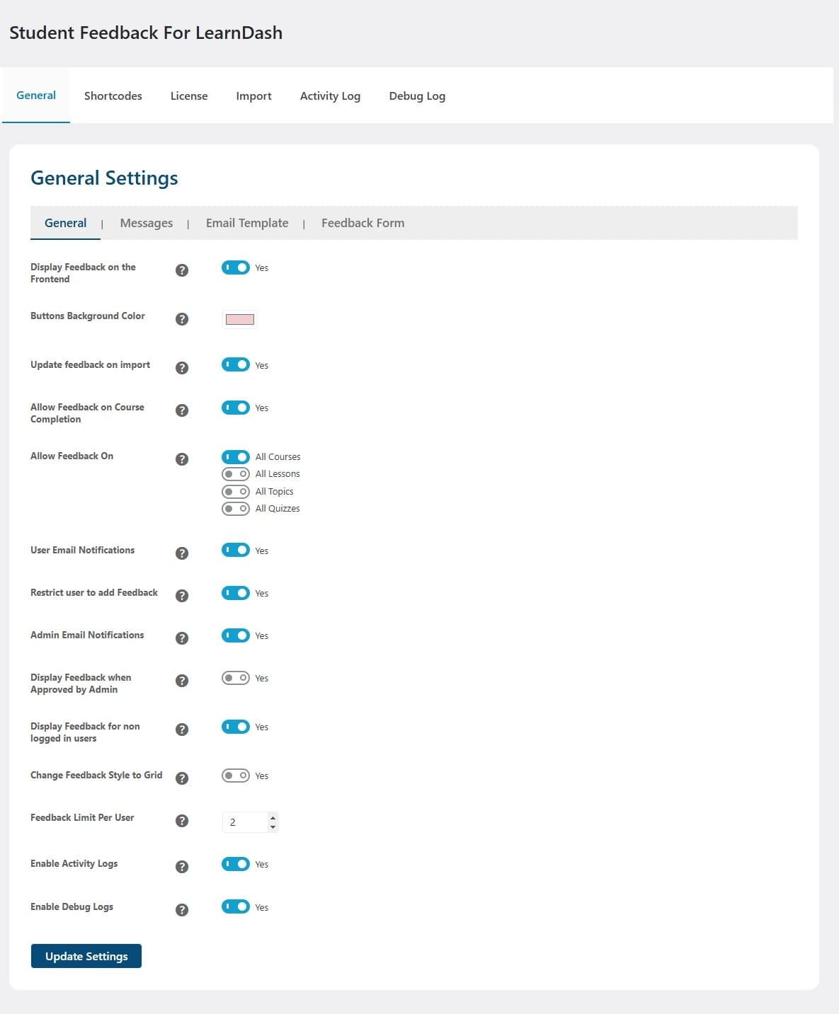 wpinnovators product student feedback for learndash general settings image wpinnovators product student feedback for learndash general settings image