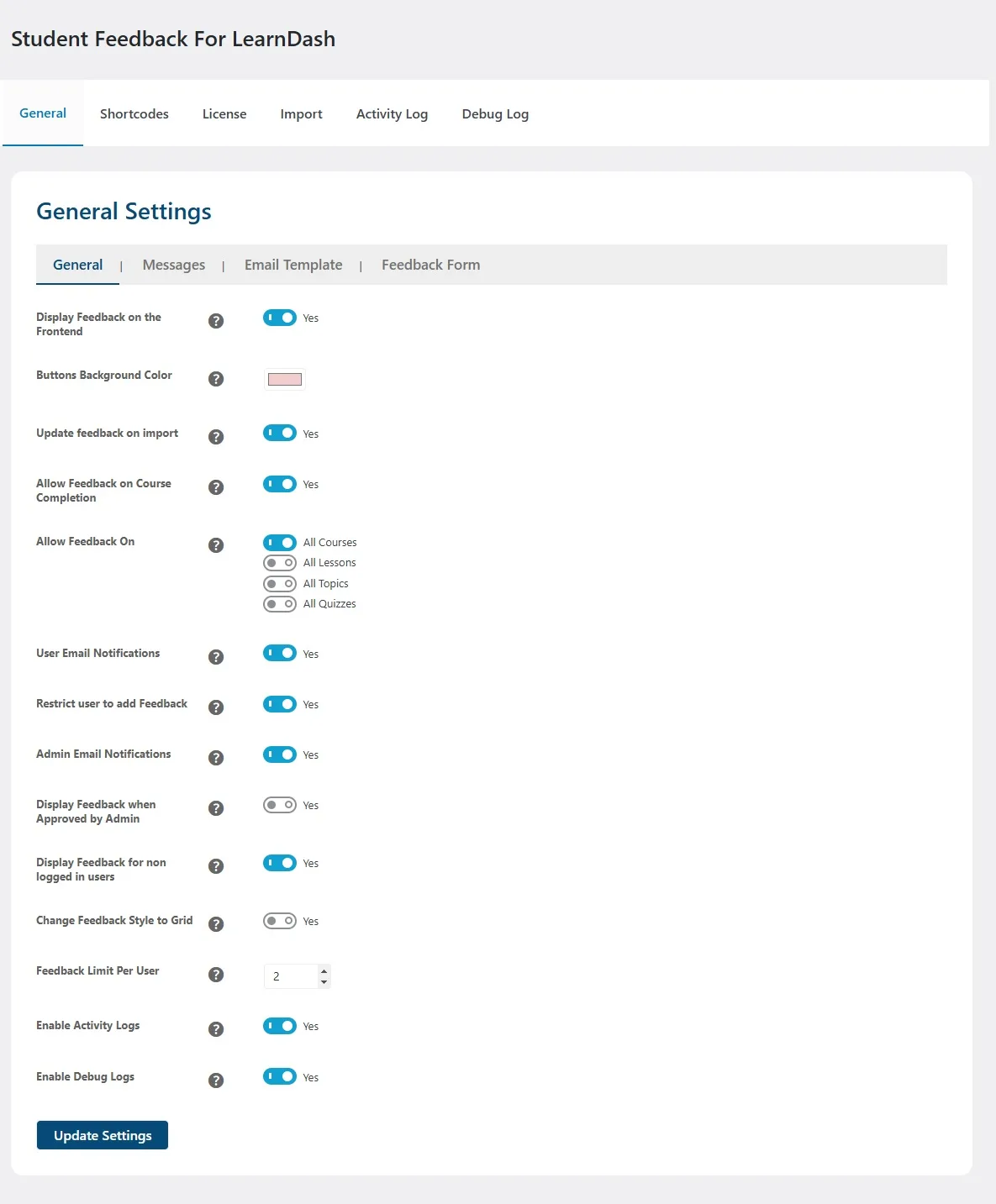 wpinnovators product student feedback for learndash general settings image wpinnovators product student feedback for learndash general settings image
