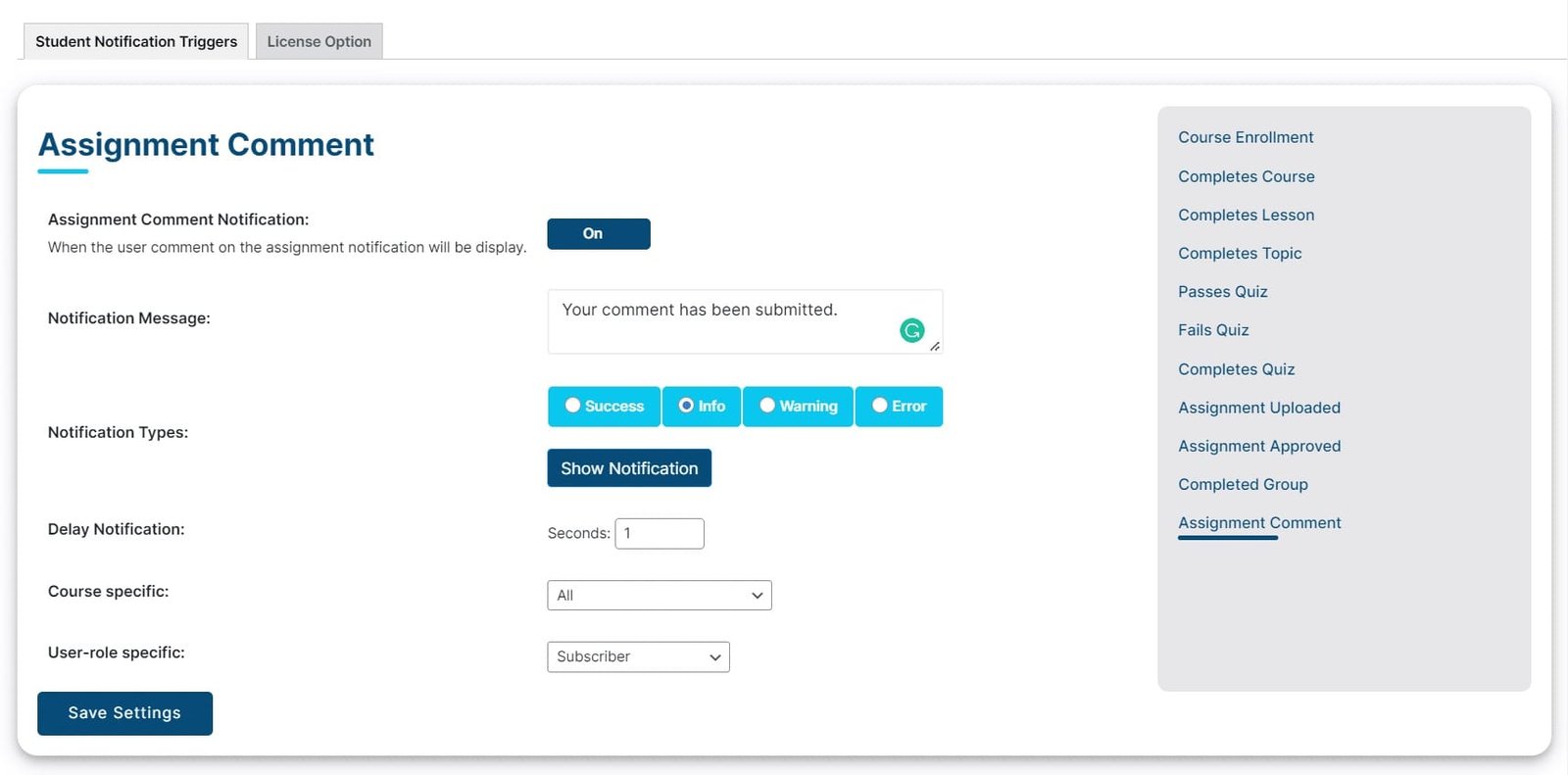 wpinnovators product student notifications for learndash assignment comment notification settings image wpinnovators product student notifications for learndash assignment comment notification settings image