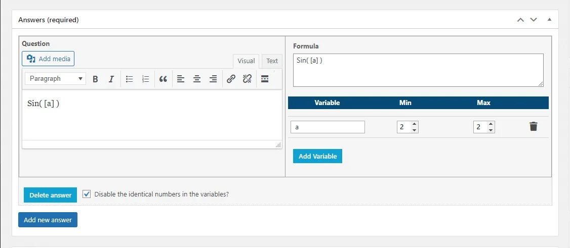 wpinnovators product advanced quizzes for learndash calculation formula trignometry settings image