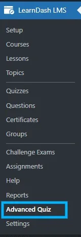 wpinnovators product advanced quizzes for learndash main menu image