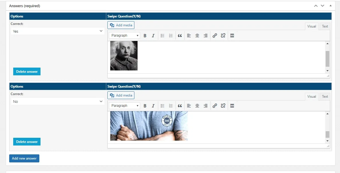 wpinnovators product advanced quizzes for learndash swipe questions settings image