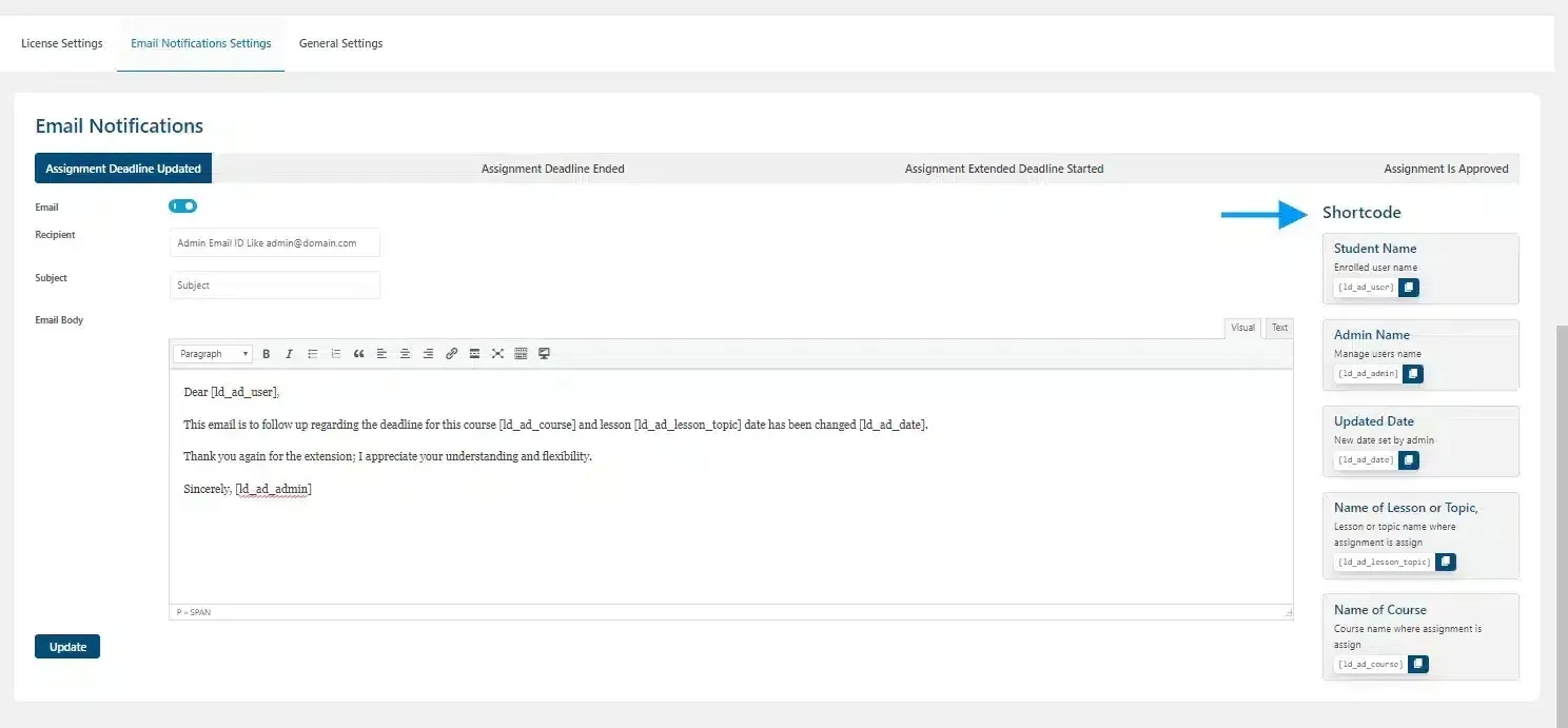 wpinnovators product assignment deadline for learndash shortcodes image