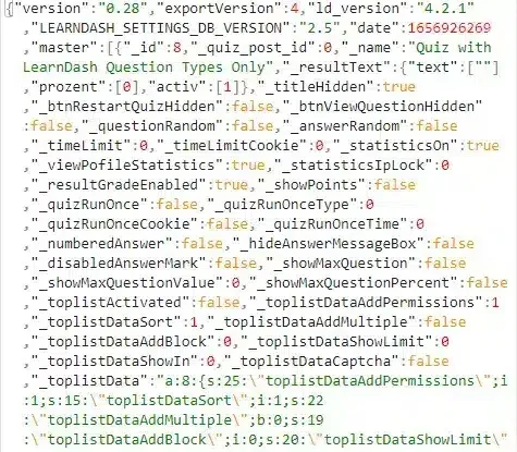 wpinnovators product quiz import export for learndash json format image