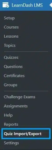 wpinnovators product quiz import export for learndash main menu image