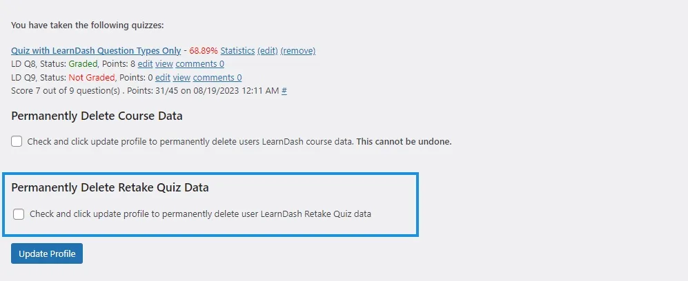 wpinnovators product retake quiz for learndash permanently delete retake quiz data from user profile image wpinnovators product retake quiz for learndash permanently delete retake quiz data from user profile image