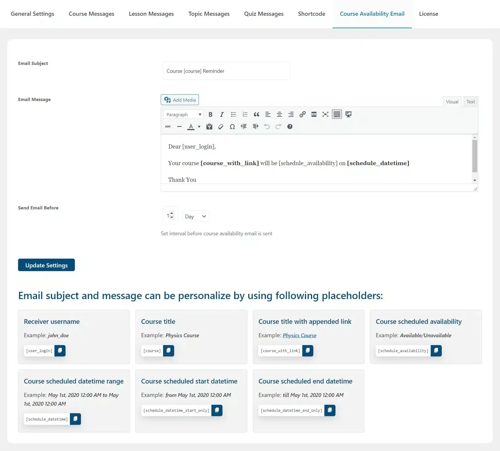 wpinnovators product access scheduler for learndash course availability email image