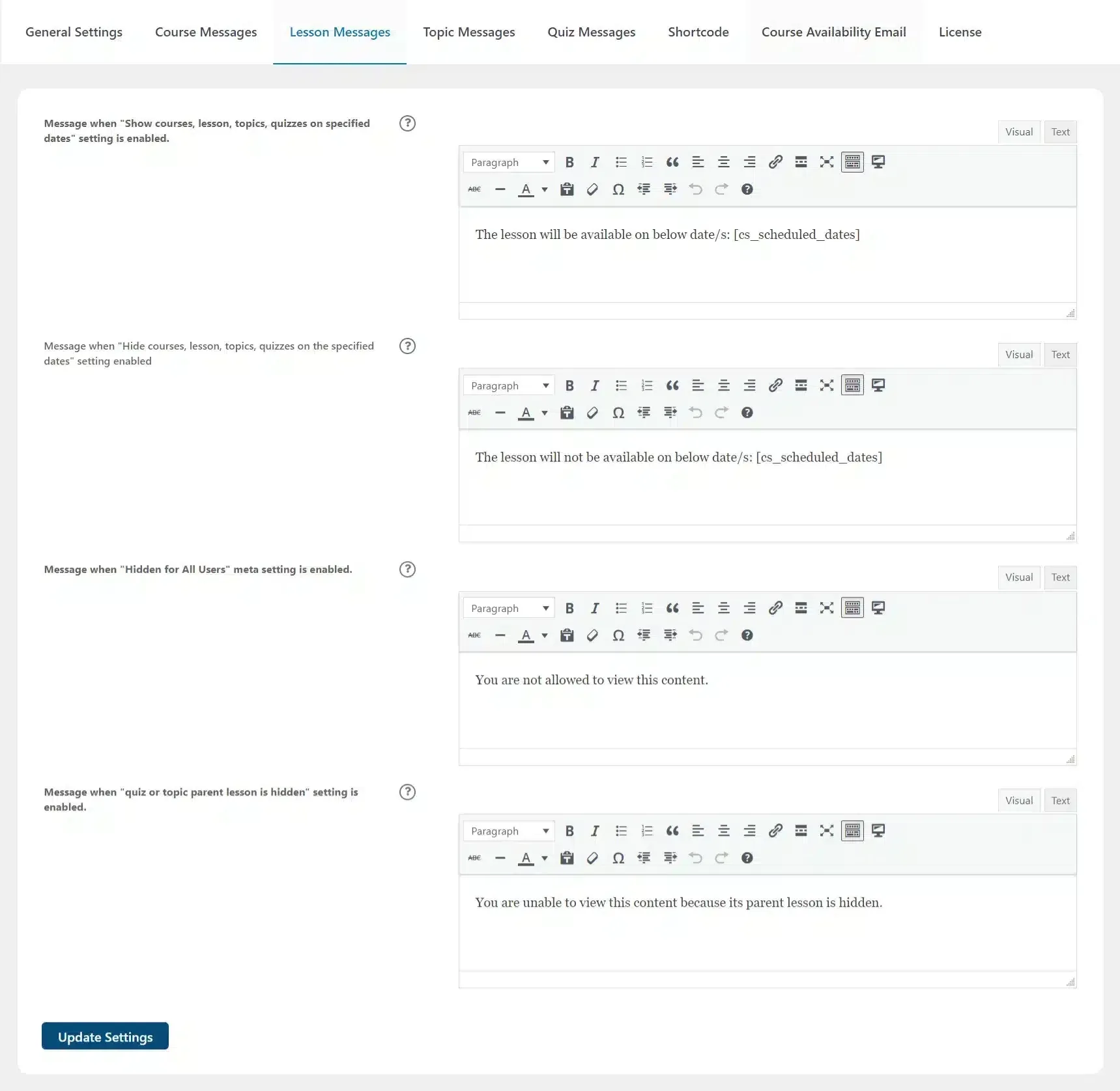 wpinnovators product access scheduler for learndash lesson messages image