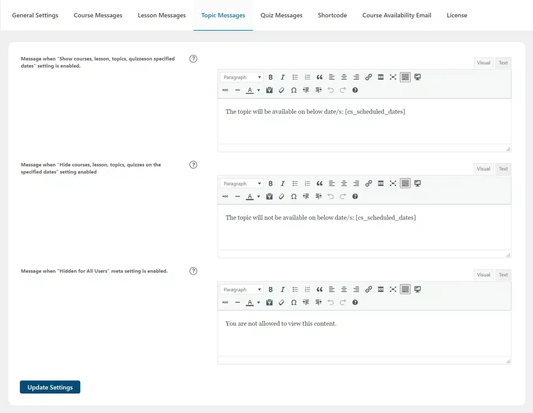 wpinnovators product access scheduler for learndash topic messages image
