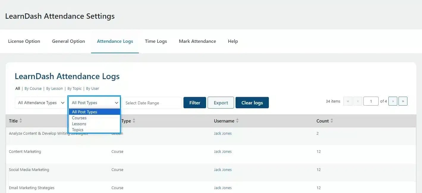 wpinnovators product attendance management for learndash attendance logs filter 02 image wpinnovators product attendance management for learndash attendance logs filter 02 image