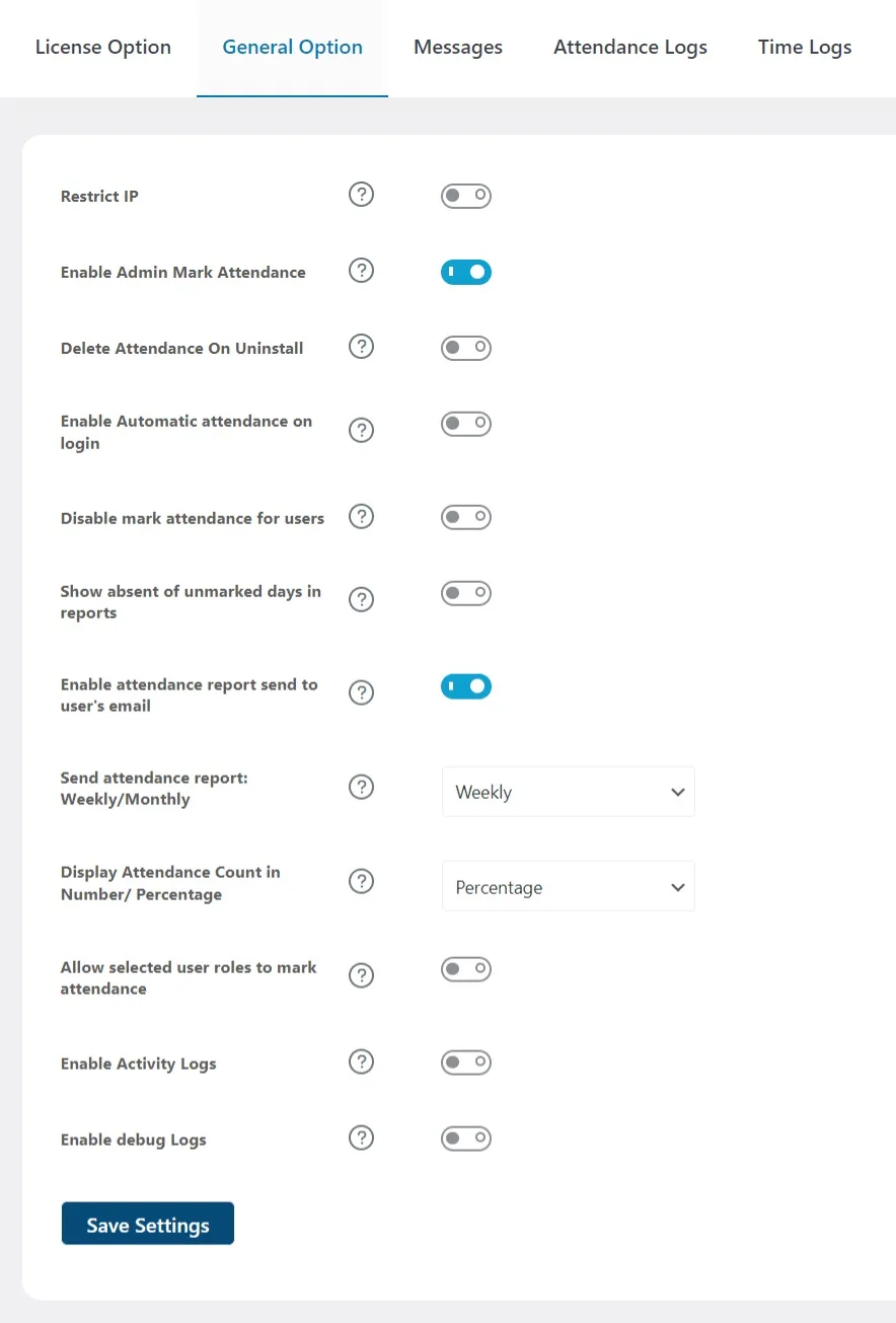 wpinnovators product attendance management for learndash general option image
