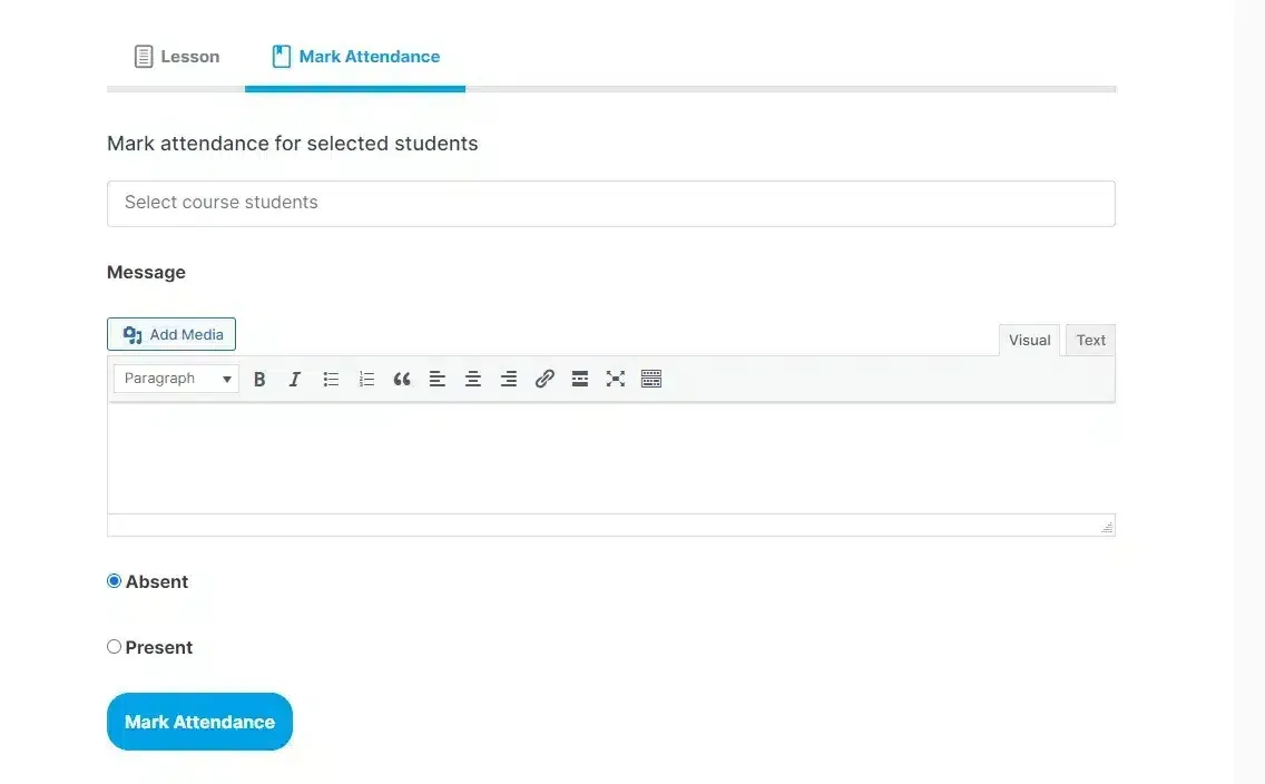 wpinnovators product attendance management for learndash mark attendance from frontend image