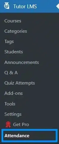 wpinnovators product attendance management for tutorlms main menu image