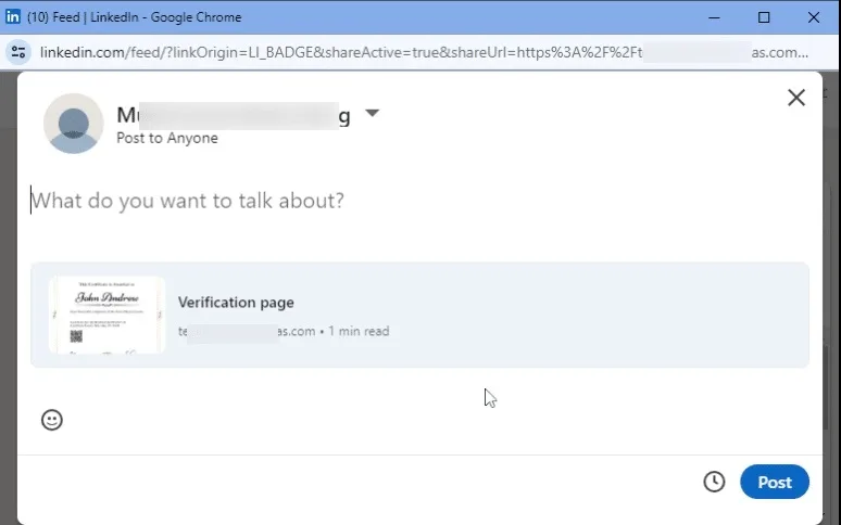 wpinnovators product certificate verify and share for learndash linkedin sharing image