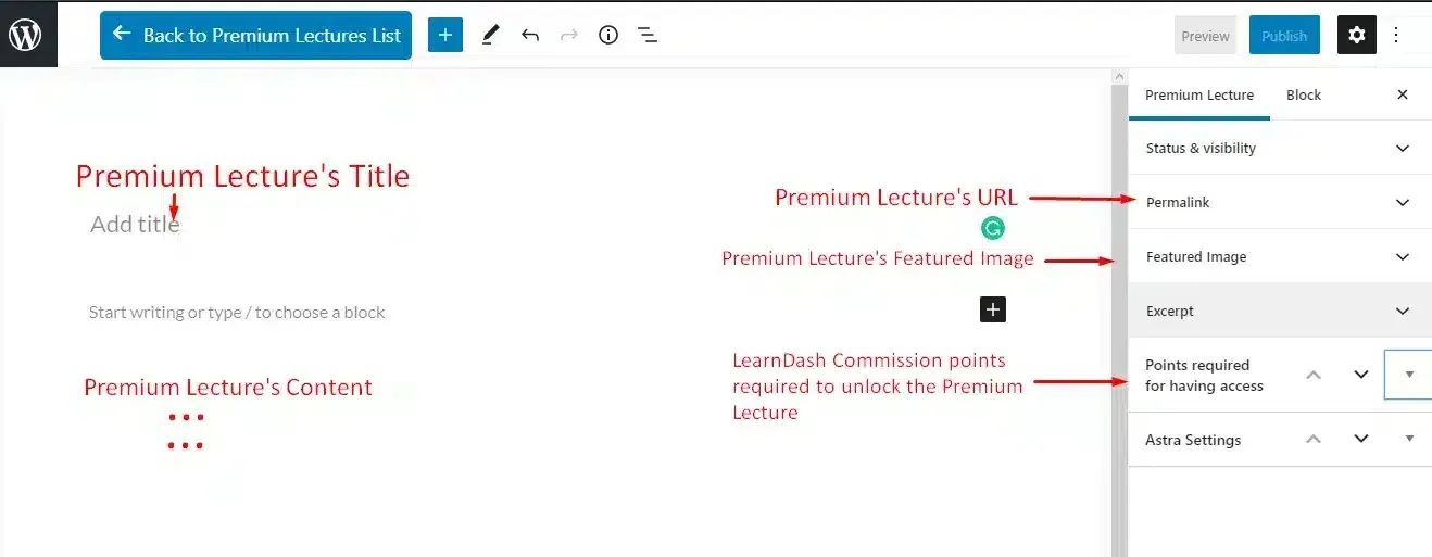 wpinnovators product learndash advanced integration for affiliatewp premium lecture page editor interface image