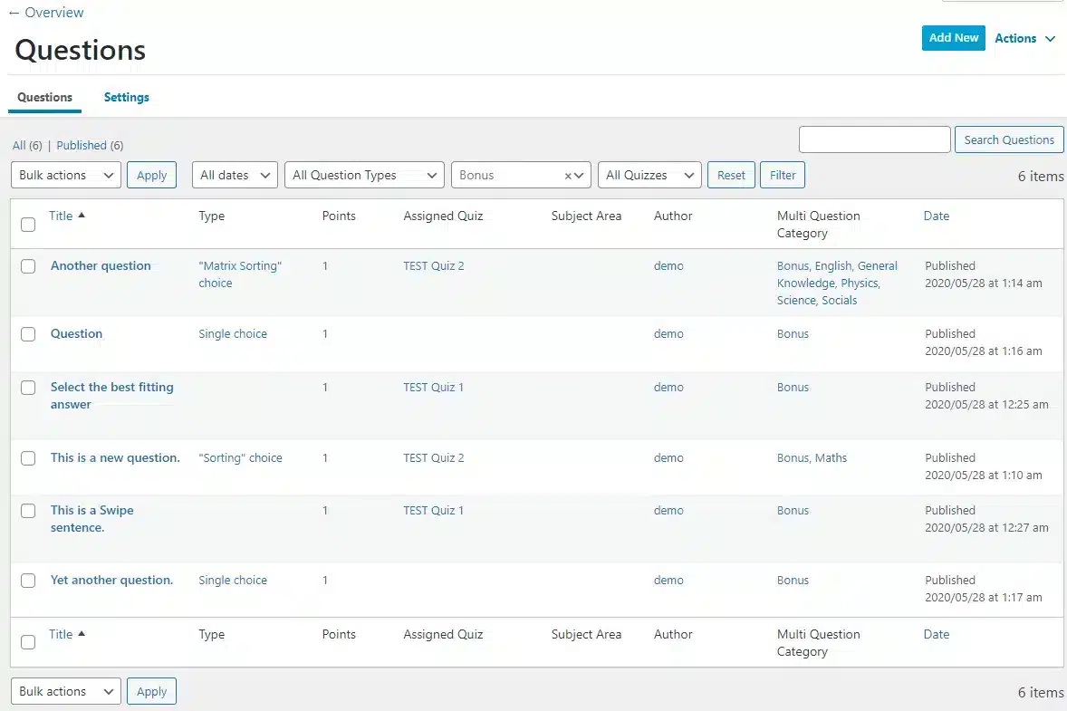 wpinnovators product question multi categories for learndash questions belonging to the selected categories image