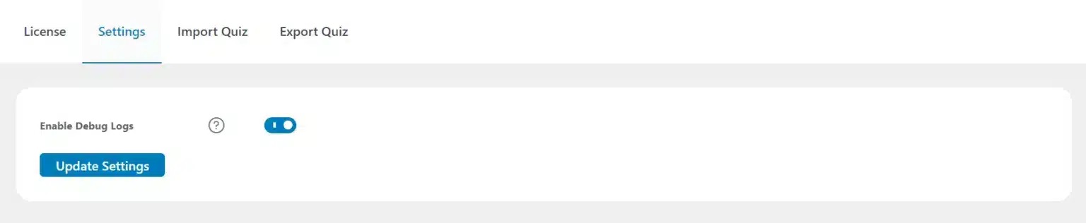 wpinnovators product quiz import export for tutorlms settings enable debug logs image