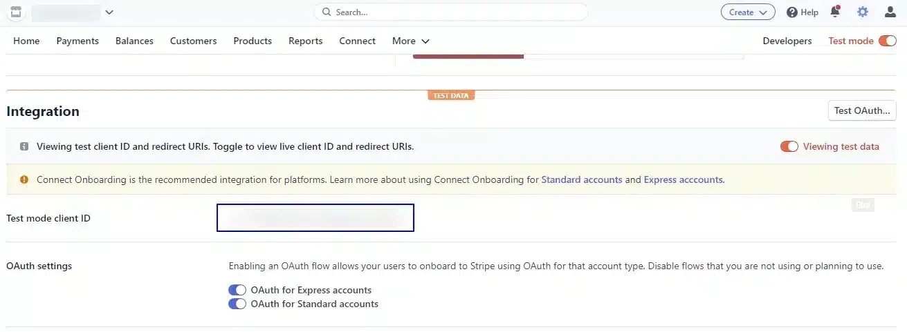 wpinnovators product stripe payout for affiliatewp test mode client id image
