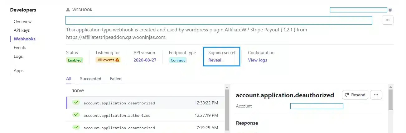 wpinnovators product stripe payout for affiliatewp webhooks signing secret reveal image