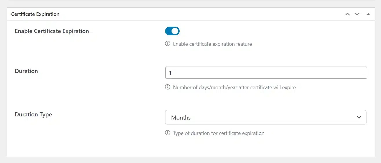 wpinnovators product certificate verify and share for tutorlms certificate expiration image