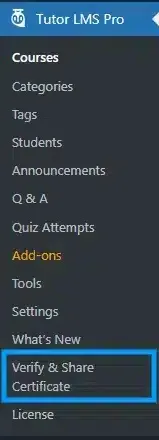 wpinnovators product certificate verify and share for tutorlms main menu image