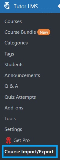 wpinnovators product course import export for tutorlms main menu image