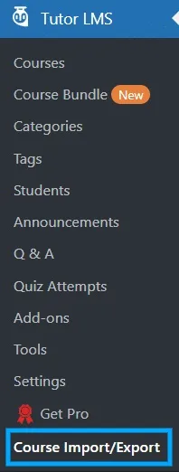 wpinnovators product course import export for tutorlms main menu image