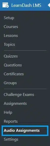 wpinnovators product audio assignment for learndash main menu image